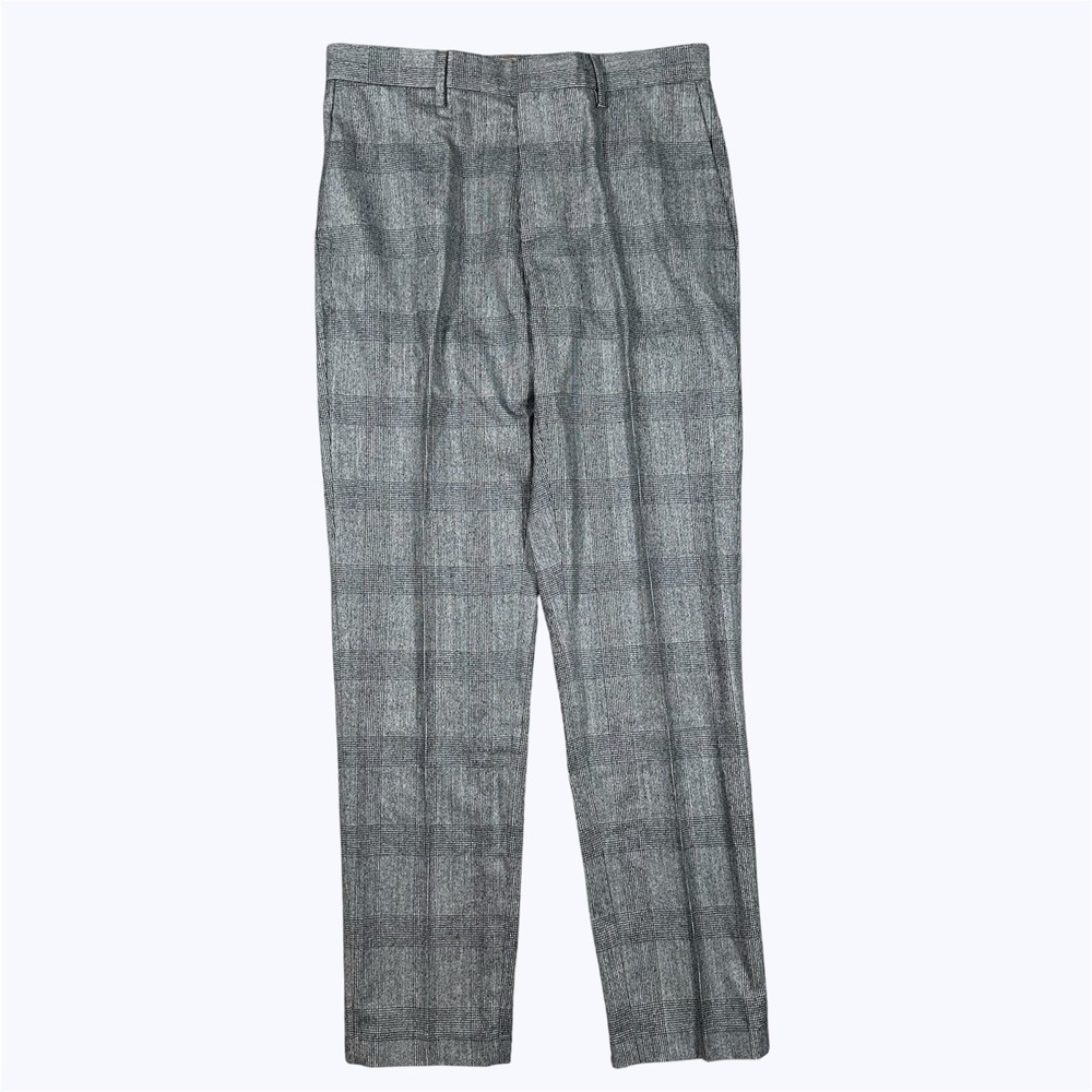 Banana Republic Vitale Barberis Wool Pant Men's 32x31 Windowpane Flat Front Gray